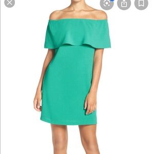 Charles Henry Green Off the Shoulder Dress